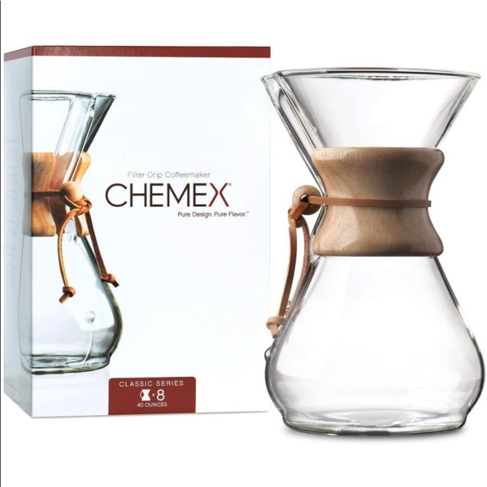 Chemex Pour-Over Glass Coffeemaker - Classic Series - 8-Cup